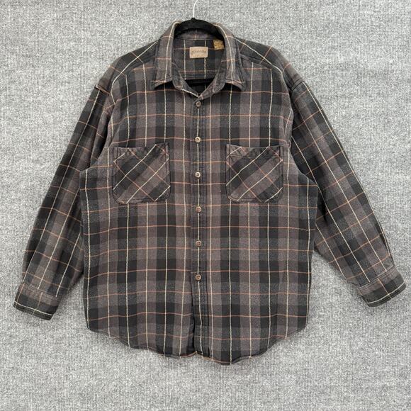St Johns Bay Plaid Flannel Button Up Shirt Mens XL Heavyweight Outdoor Work - Picture 1 of 7